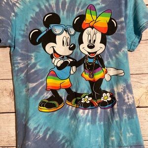 Mickey and Minnie rainbow tie dye shirt